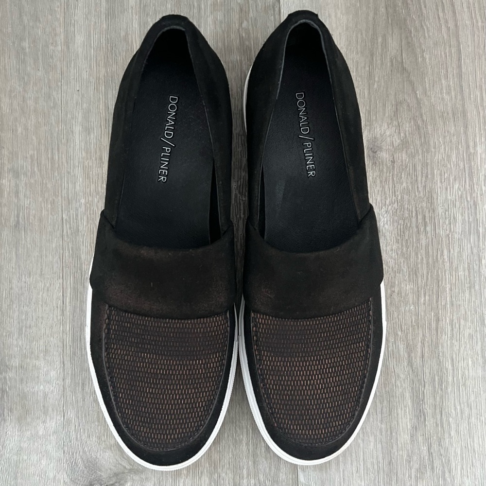 Donald Pliner Sam Black Metallic Slip-On Shoes